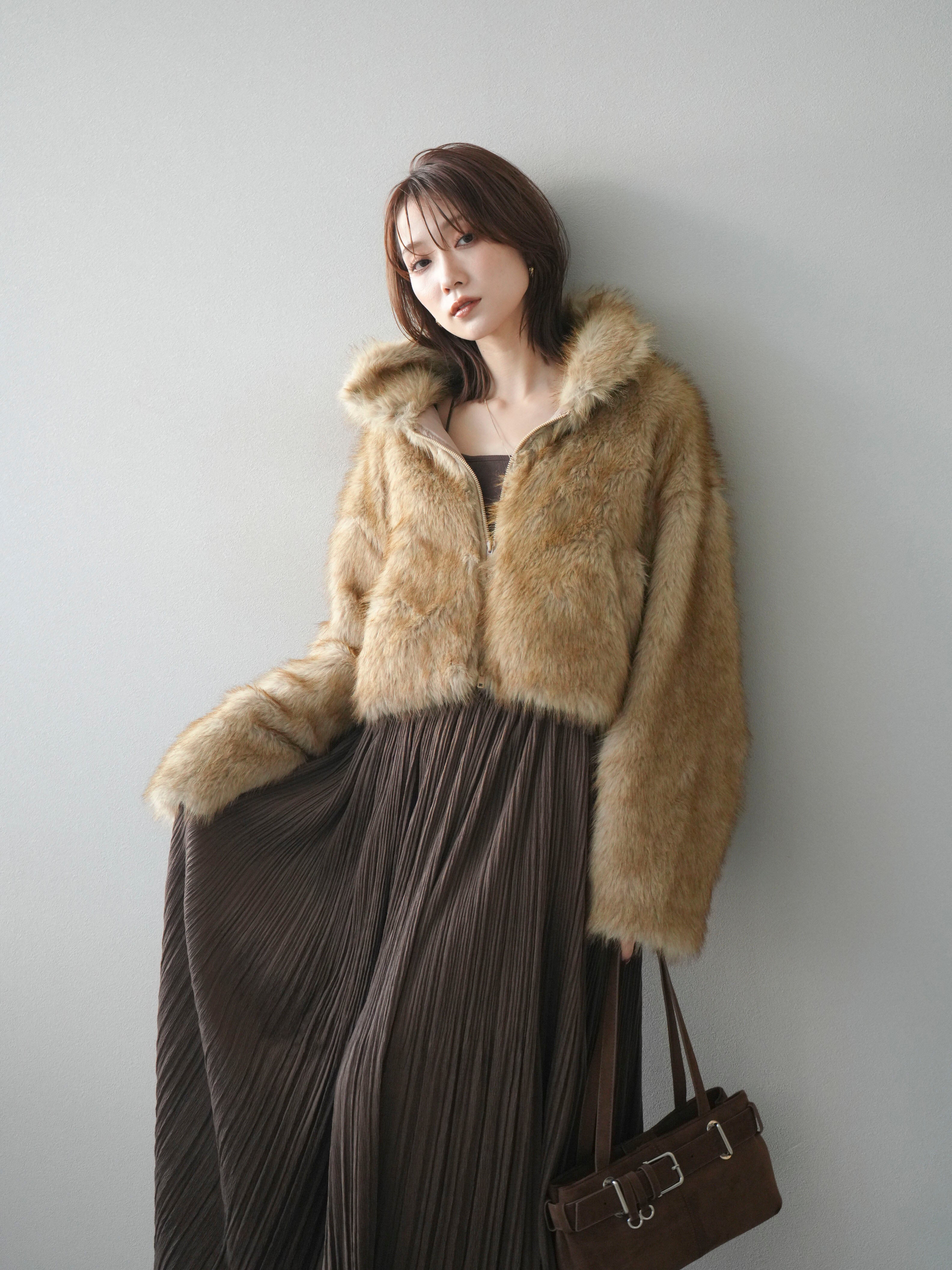 予約]フェイクファーショートZIPジャケット/mix – Lumier