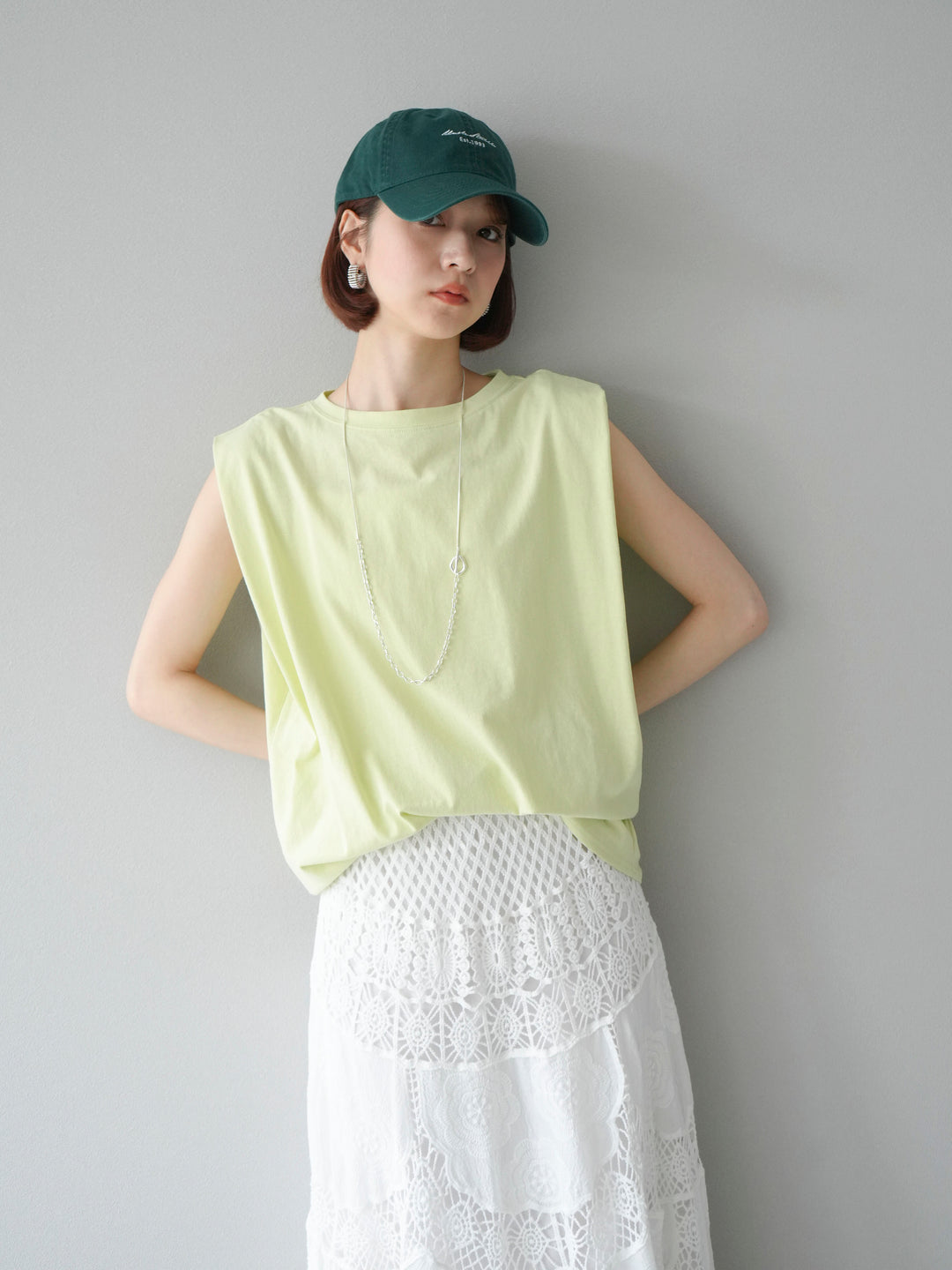 【預購】肩部褶皺法式袖套頭衫/綠色