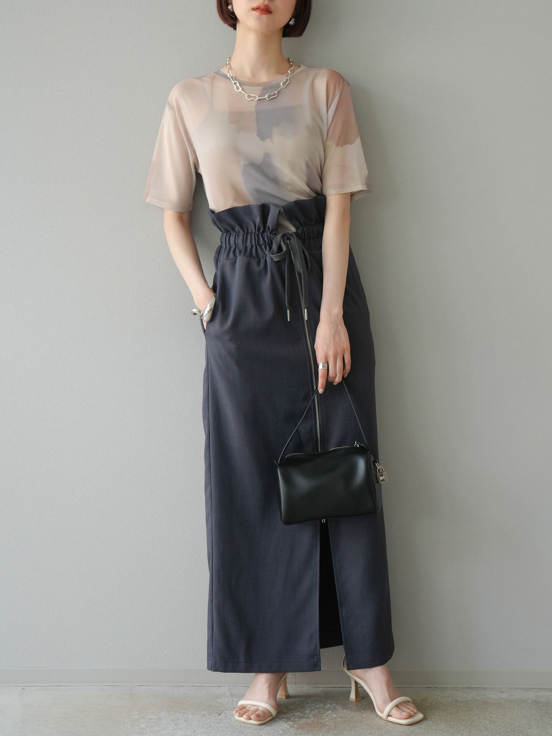 [套裝] 水彩藝術透視T卹 + Heather Ester 褶皺拉鍊裙 (2套)