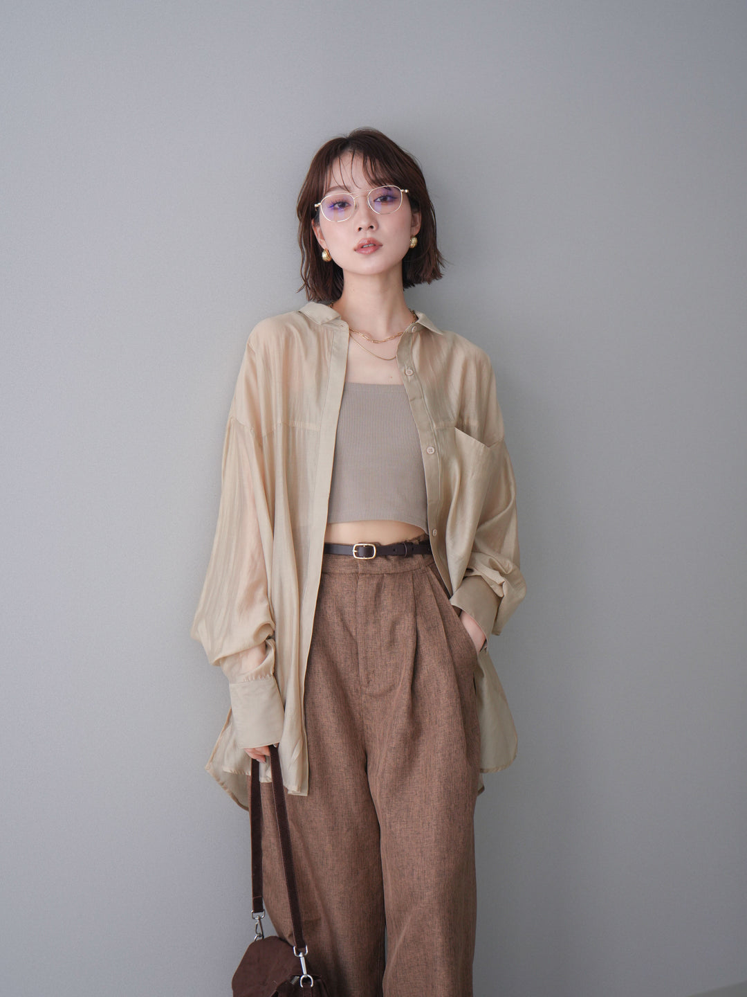 [予約]シアーオーバーシャツ/beige