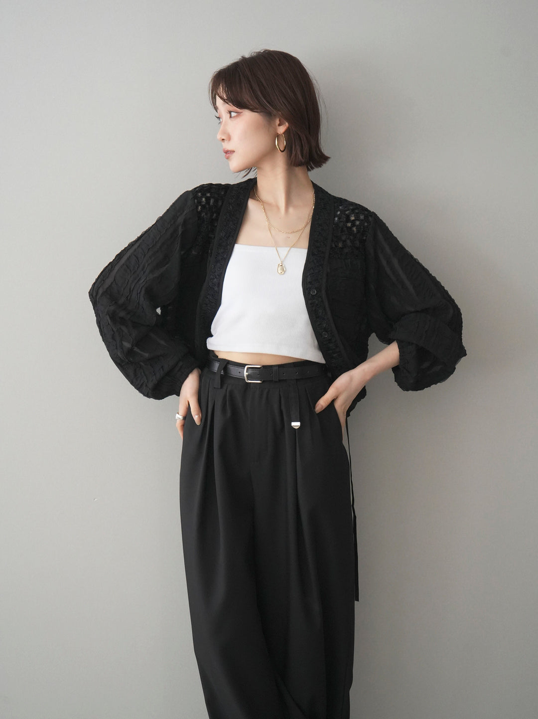 [SET]パッチワークシアーフリルブルゾン+パッチワークシアーフリルブルゾン(2set)