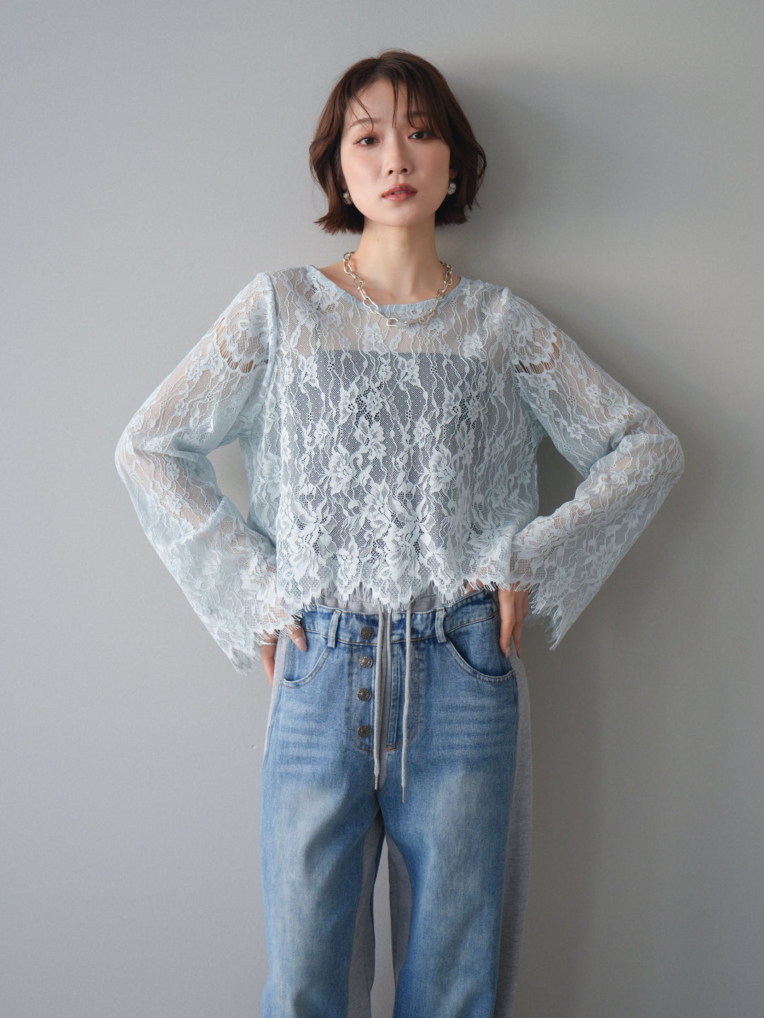 [SET]2WAYスリーブレーストップス+2WAYスリーブレーストップス(2set)