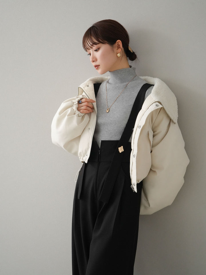 [預訂] 纖維羽絨領圍巾短上衣/象牙色