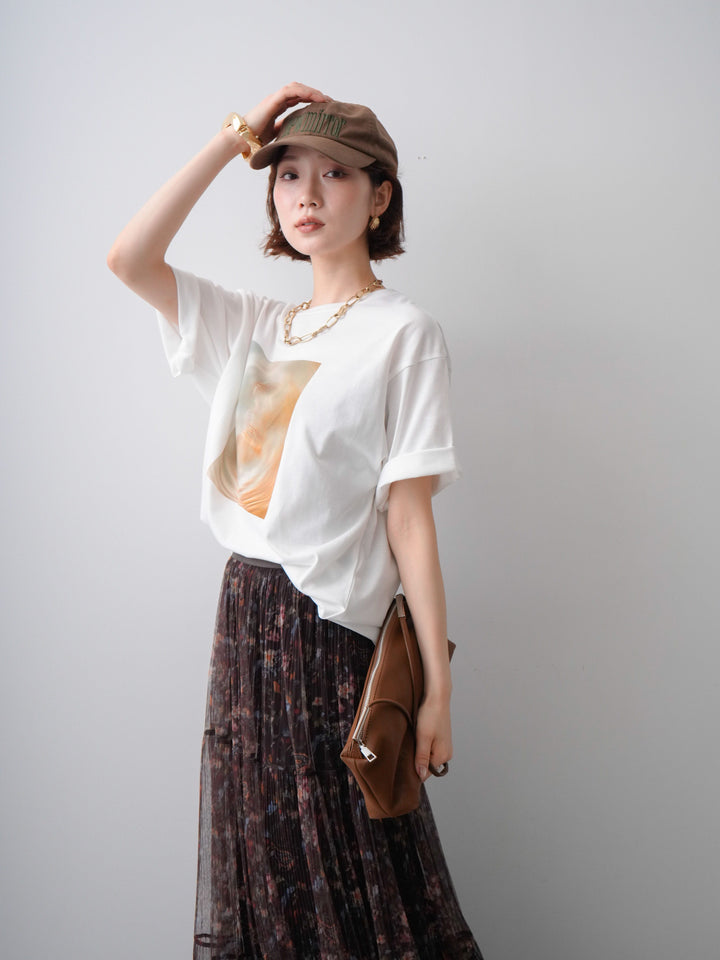 [SET]ニュアンスフォトTEE+フラワーチュールギャザースカート(2set)
