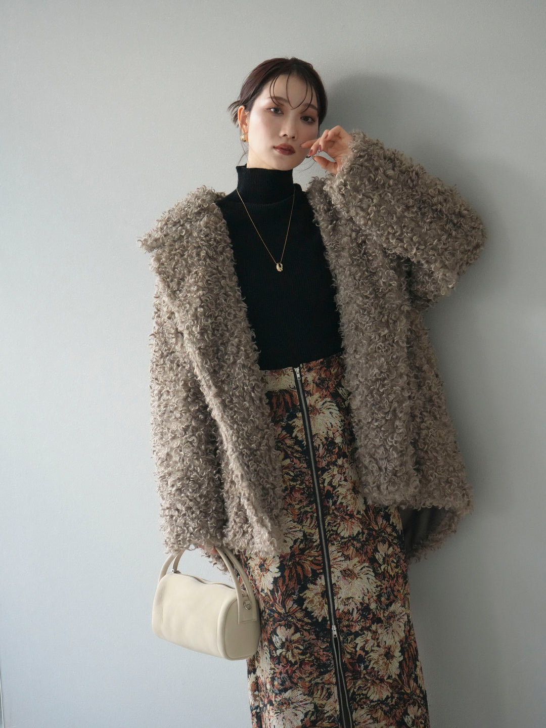 [予約]プードルファーダブルミドルコート/beige