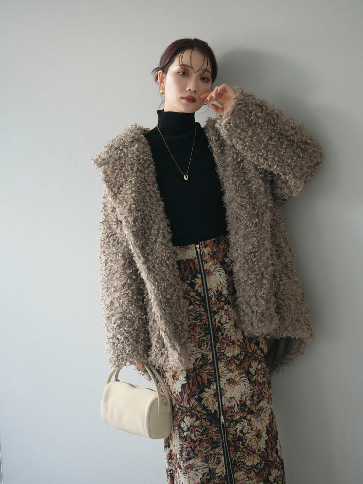 [予約]プードルファーダブルミドルコート/beige