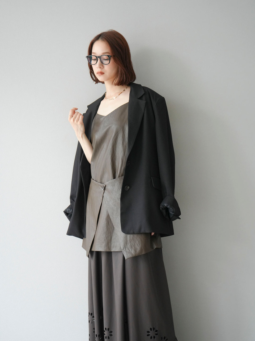 [予約]エステルオーバーテーラードジャケット/ブラック