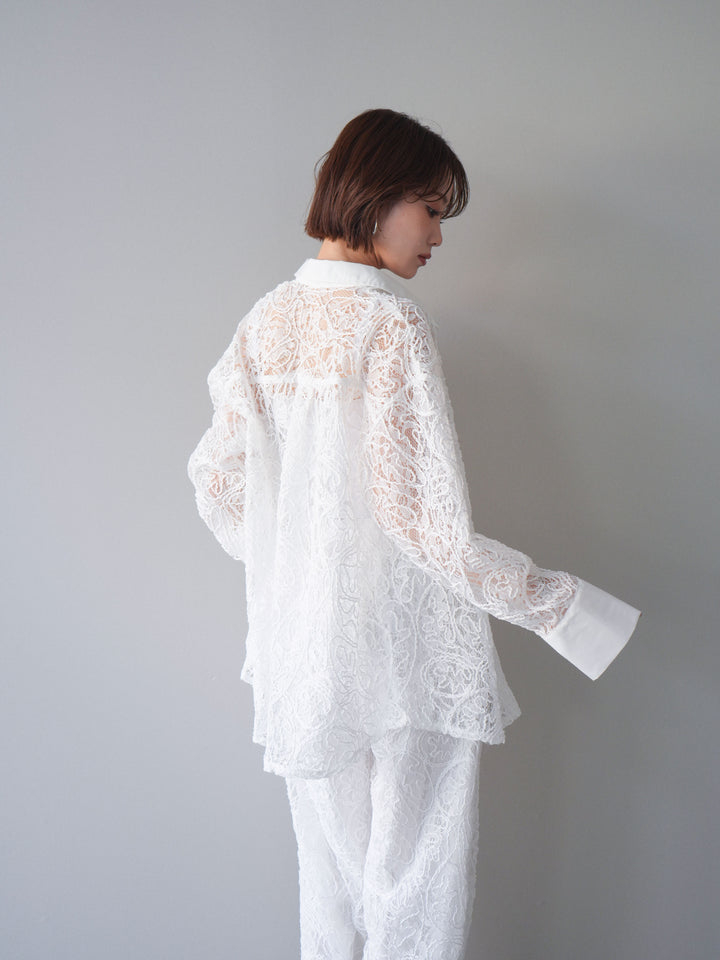 [SET]シアーコードレースオーバーシャツ+シアーコードレースイージーパンツ(2set)