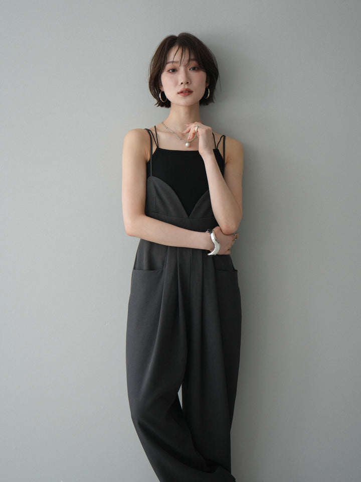 [予約]バックデザインサロペット/charcoal