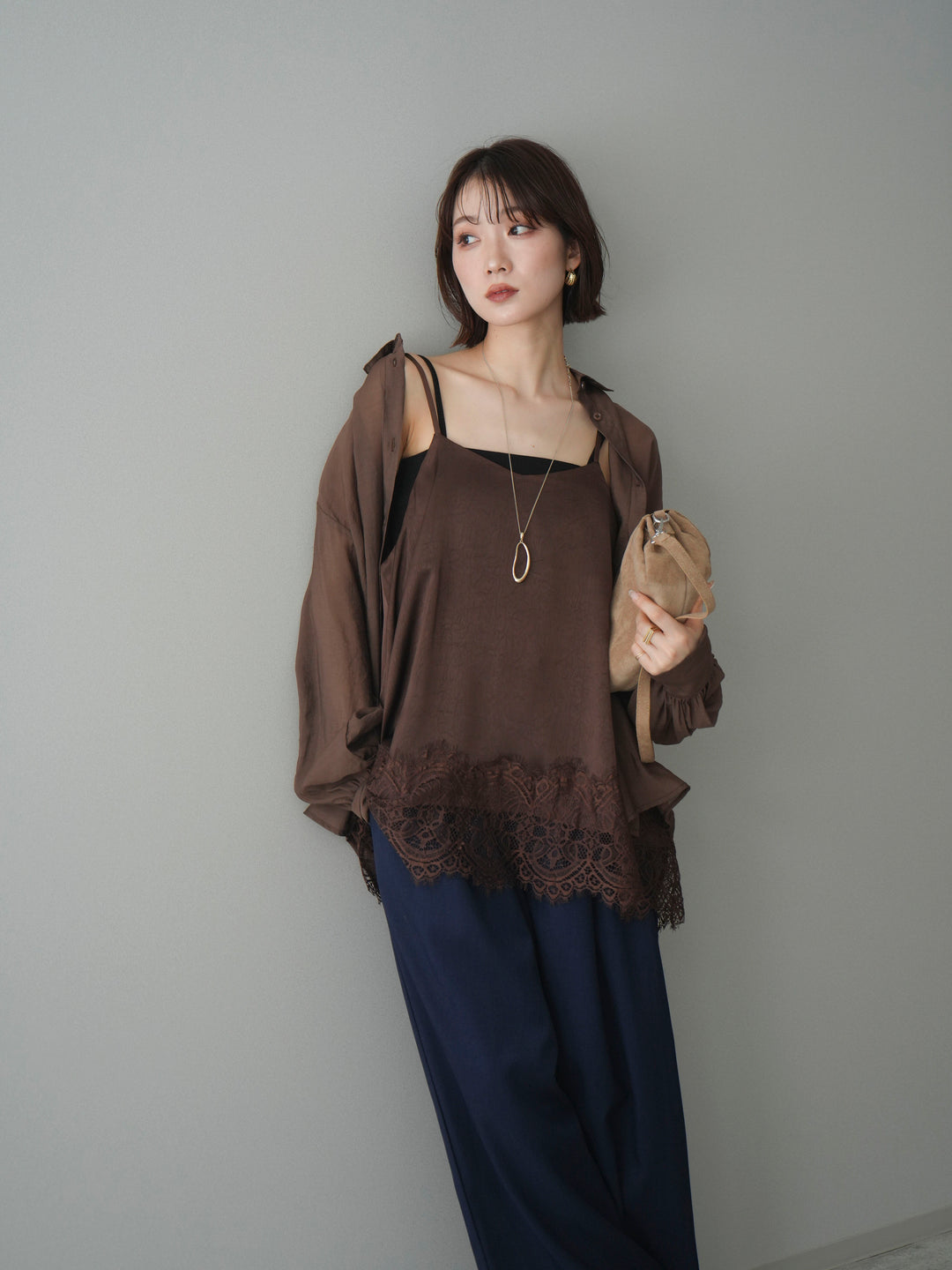 [予約]シアーポプリンシャツ/brown