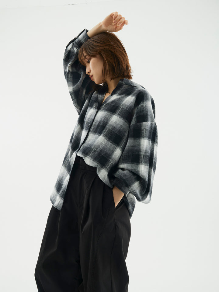 【Allure】[SET]オンブレチェックオーバーシャツ+オンブレチェックオーバーシャツ(2set)