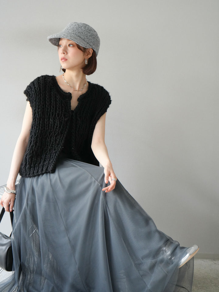 [予約]ハンドニットローピングベスト/ブラック