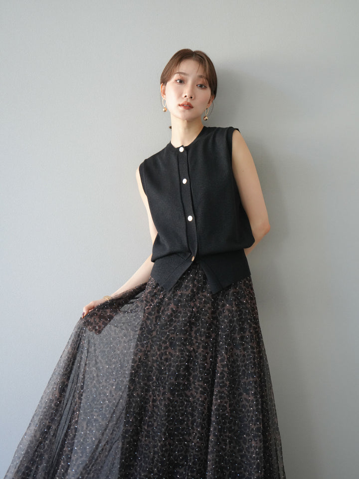 [予約]ラメニットベスト/ブラック