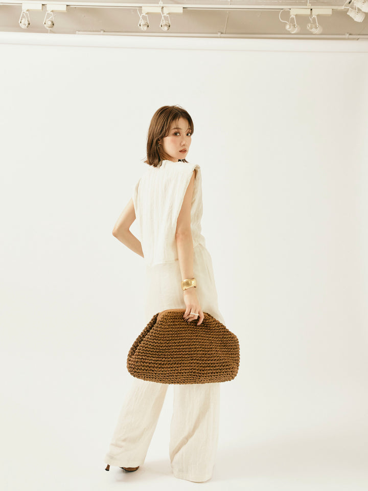 [SET]オーガンジーヘムブラウス＆ワイドパンツSET UP(2set)