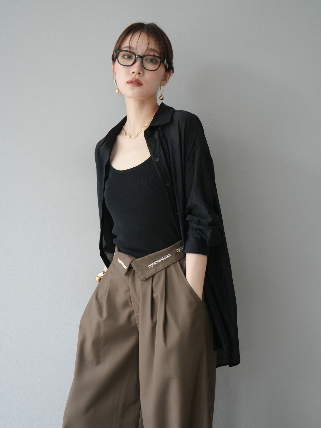 [予約]ワッシャーシャイニーシャツ/ブラック