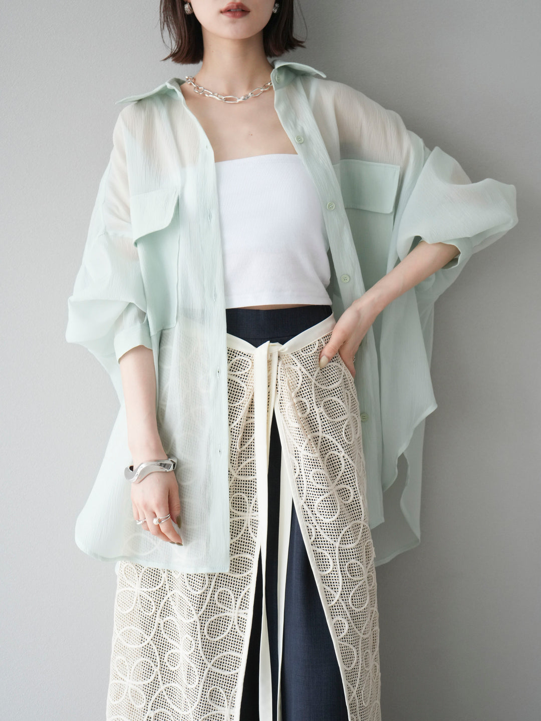 [予約]BIGポケットオーバーシアーシャツ/ミント