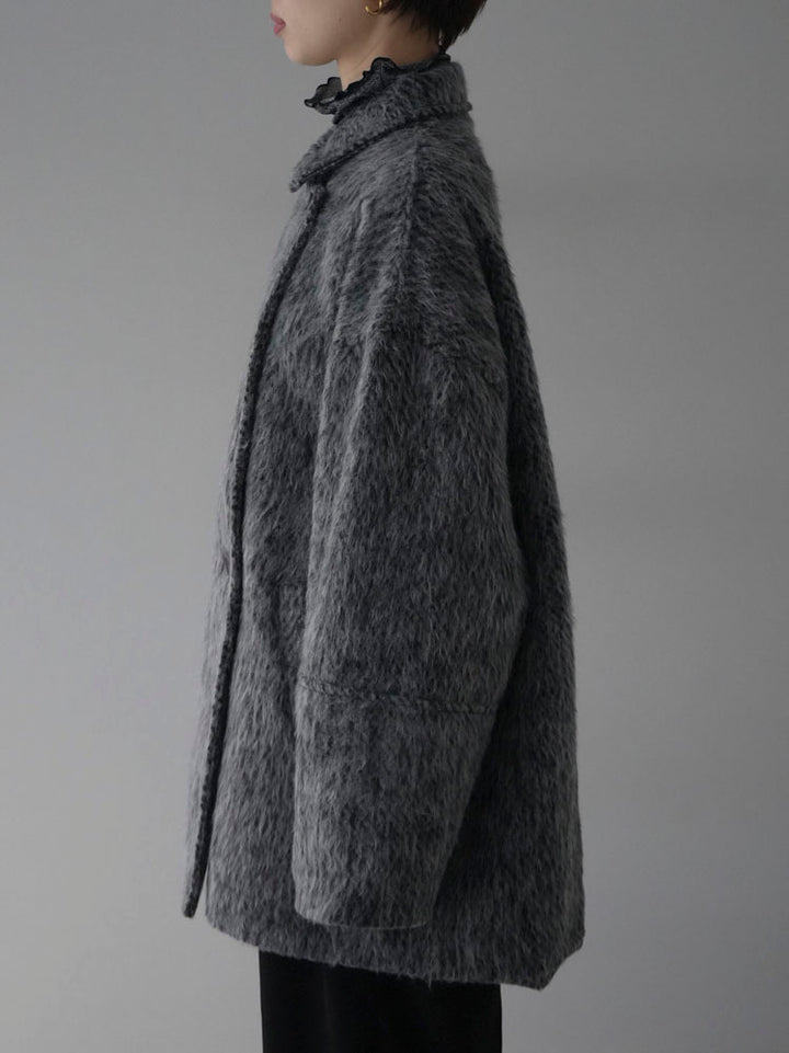 [Pre-order] Shaggy mid-length coat/charcoal