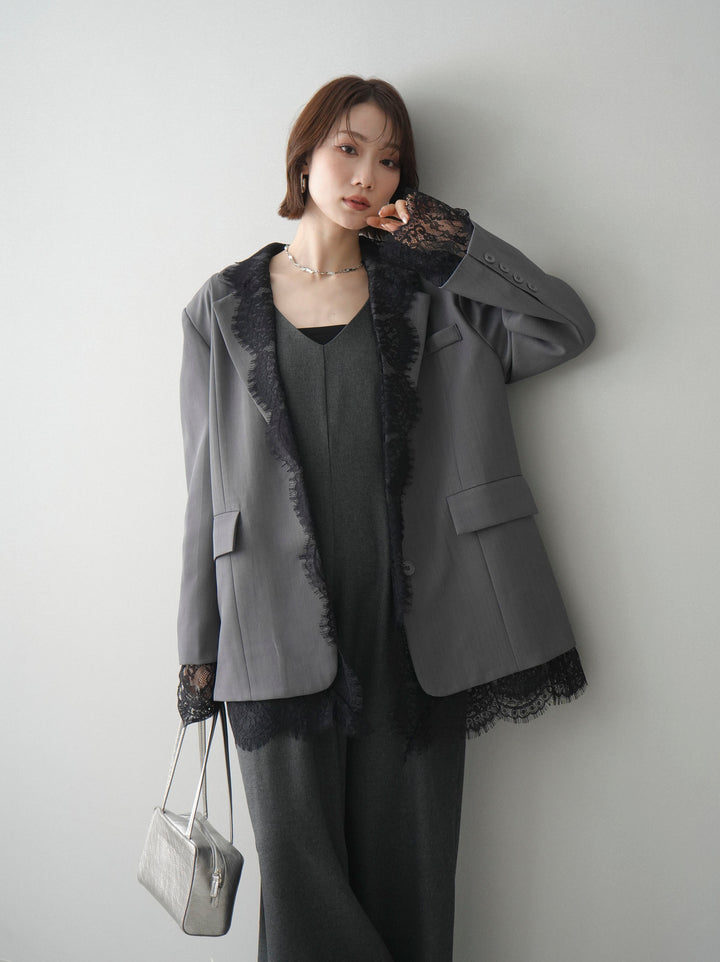 [予約]レースドッキングオーバージャケット/gray