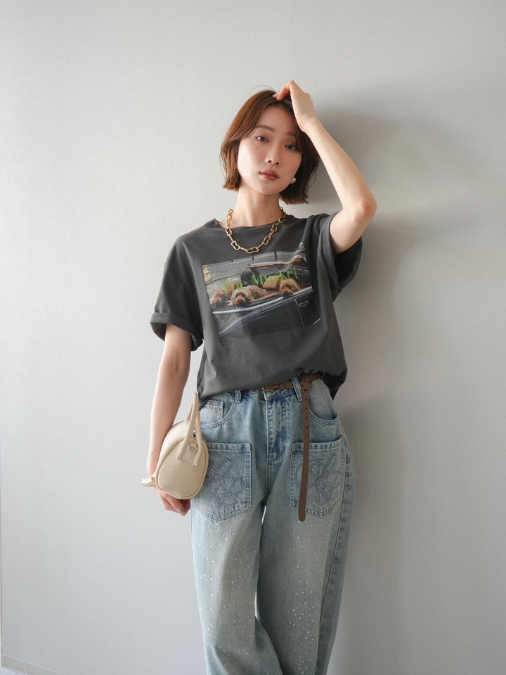 [予約]ドッグフォトTEE/charcoal