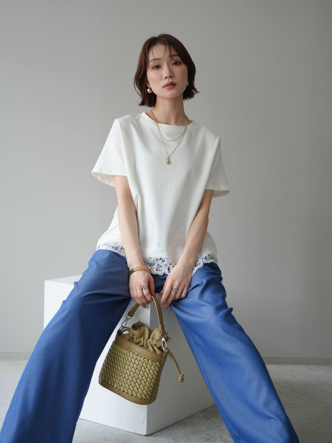 [予約]レースコンビボックスTEE/white