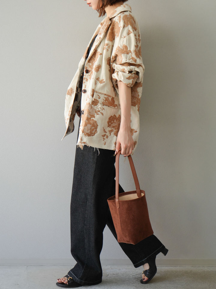 [予約]センターシームラップデザインストレートデニム/ブラック