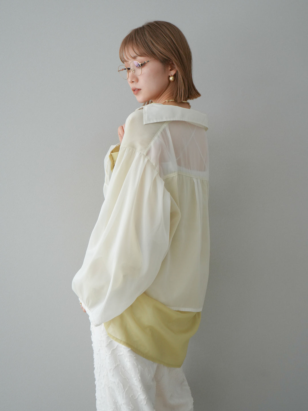 [予約]シアーレイヤードシャツ/オフ