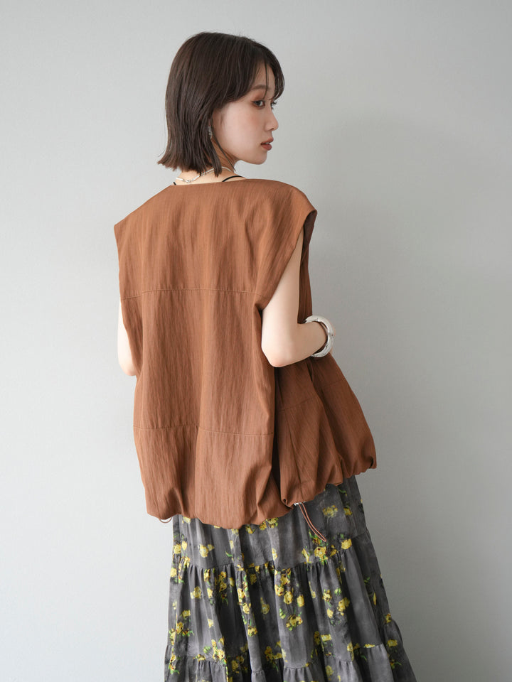 [SET]リネンライクドロストバルーンブルゾン+フラワーワッシャープリーツスカート(2set)