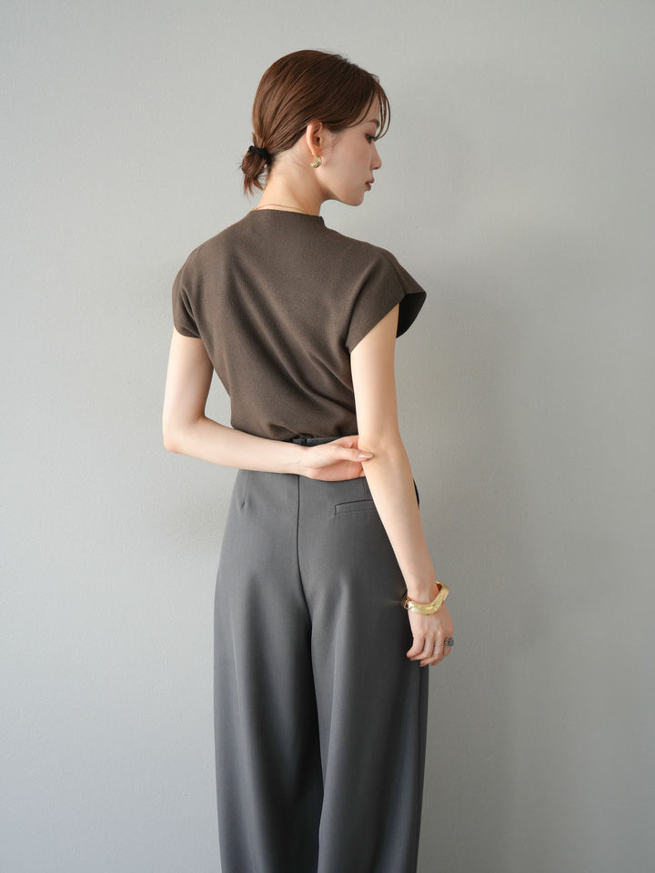 [予約]プチネックフレンチニットトップス/ブラウン