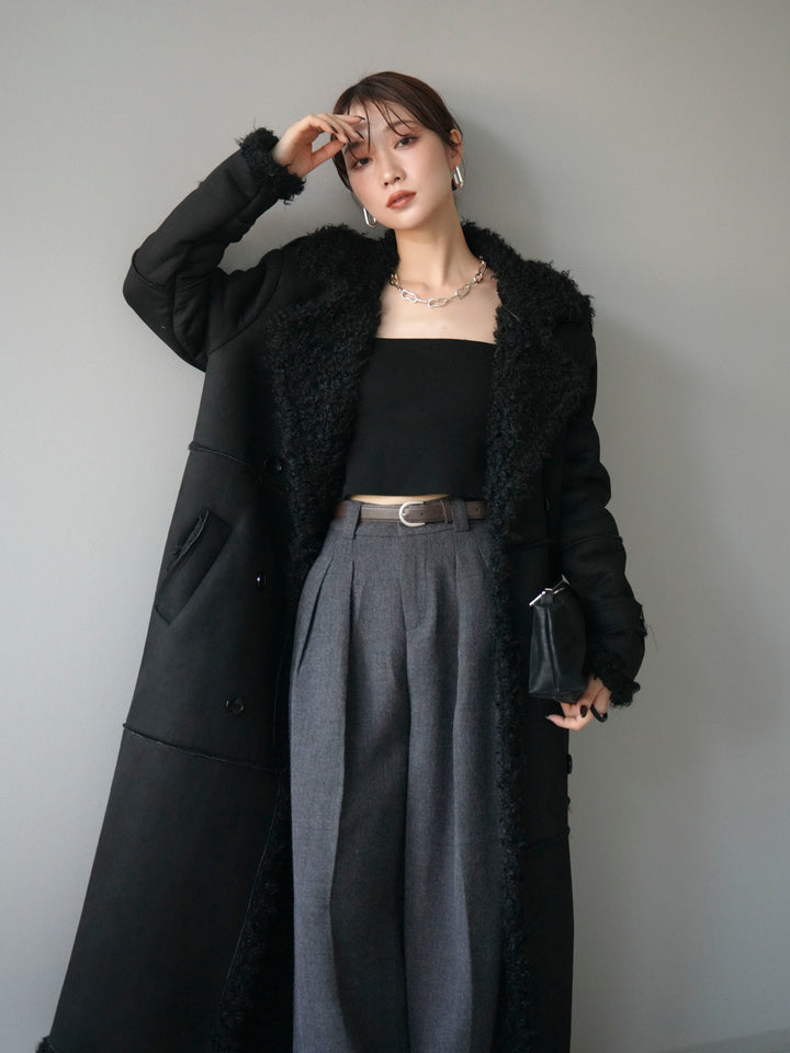 [予約]ムートンロングコート/black
