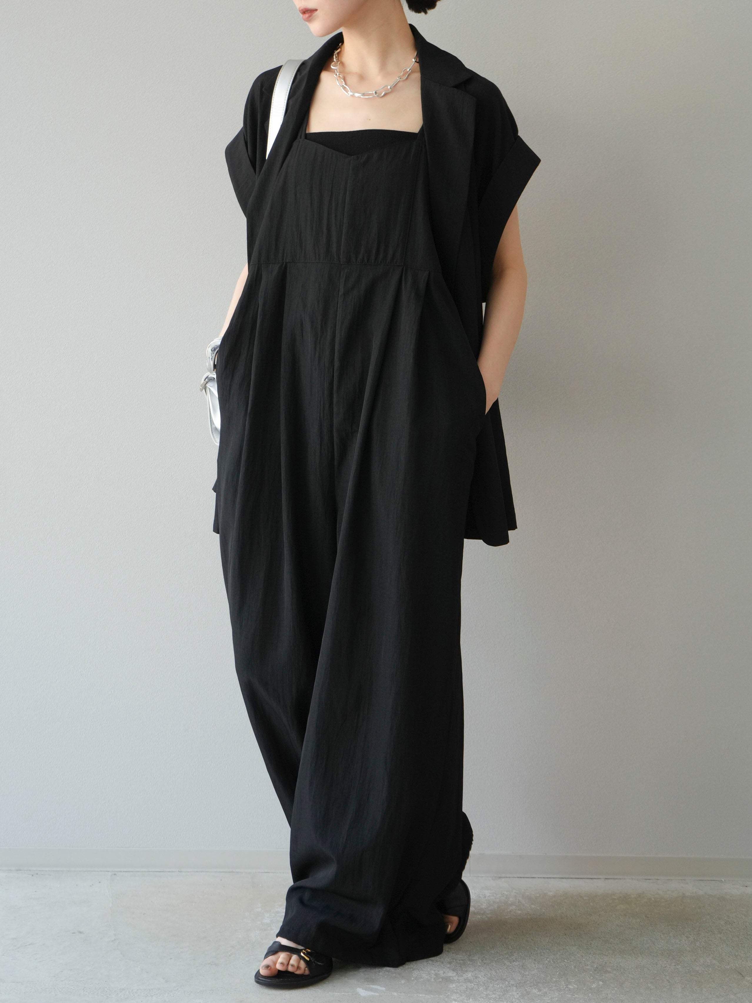 SET]リネンライクビスチェデザインサロペット+リネンライク