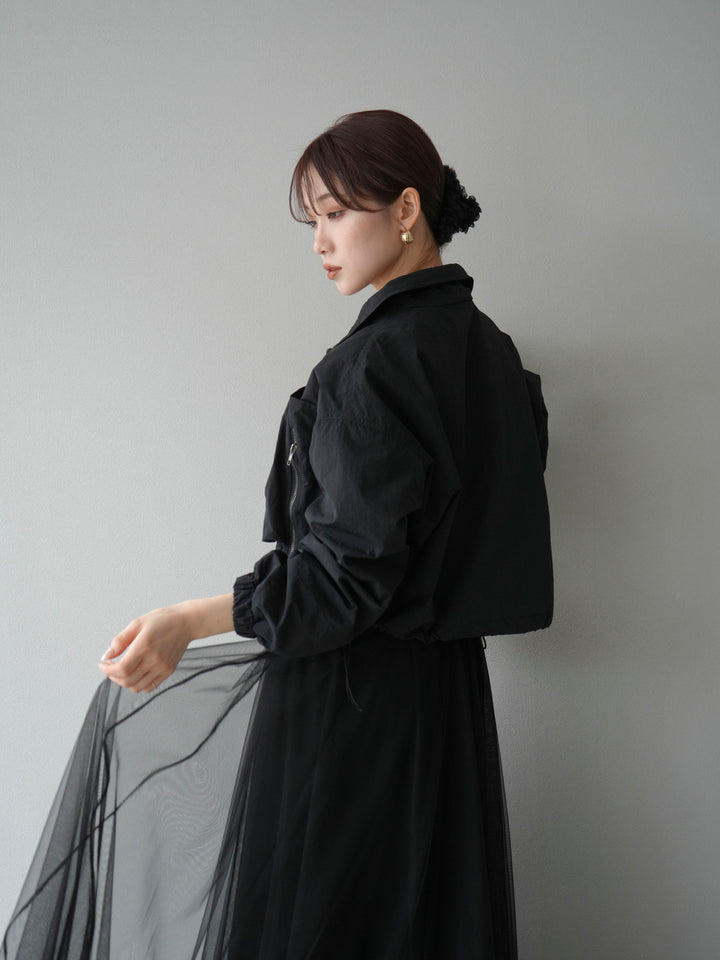 [予約]ポケットデザインショートブルゾン/ブラウン