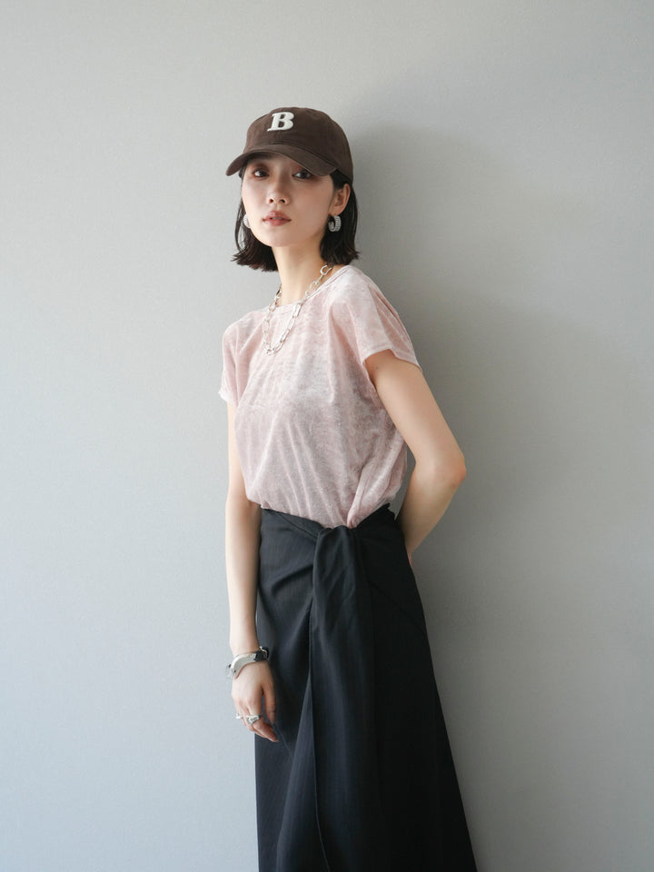 [SET]シアーベロアプルオーバー+サイド巻きツイルスカート(2set)