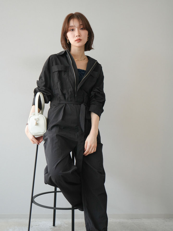 [予約]ナイロンジャンプスーツ/ブラック
