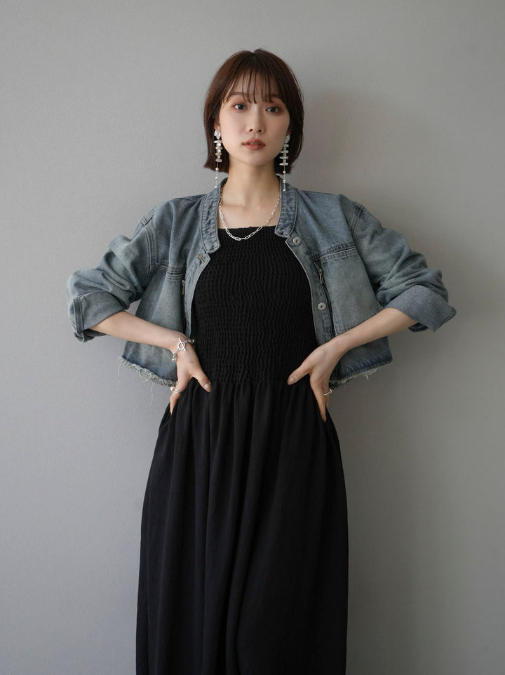 [Pre-order] Gathered Cami Dress/Black