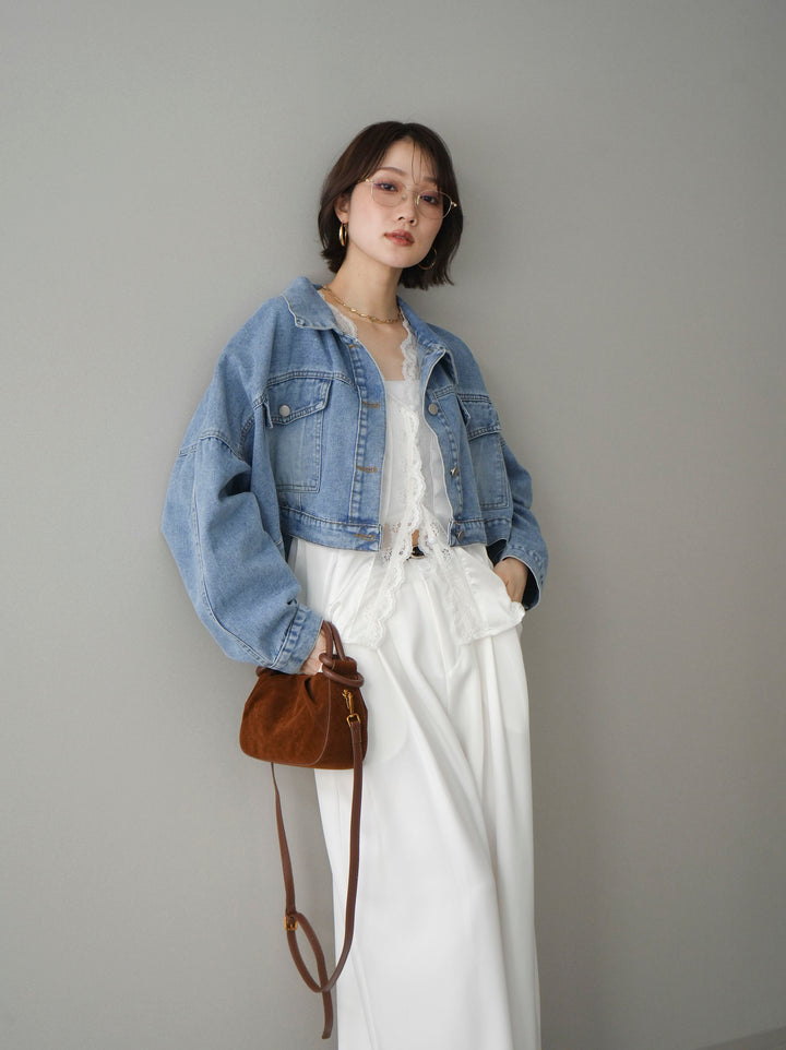 [予約]デニムショートシャツジャケット/blue