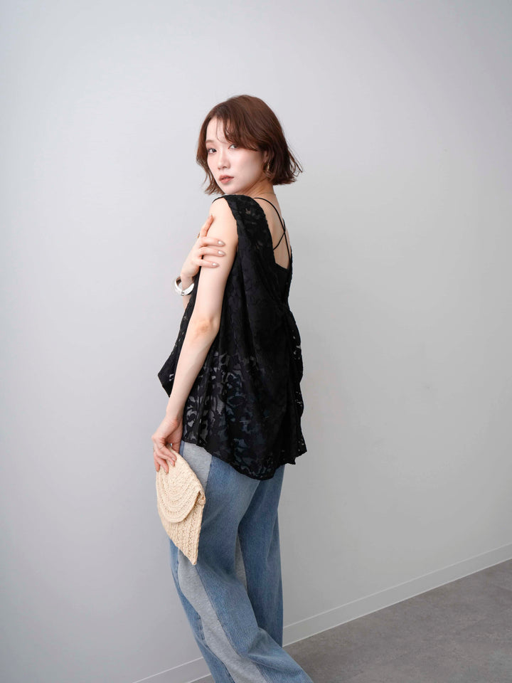 [予約]シアージャガードバックツイストノースリブラウス/black