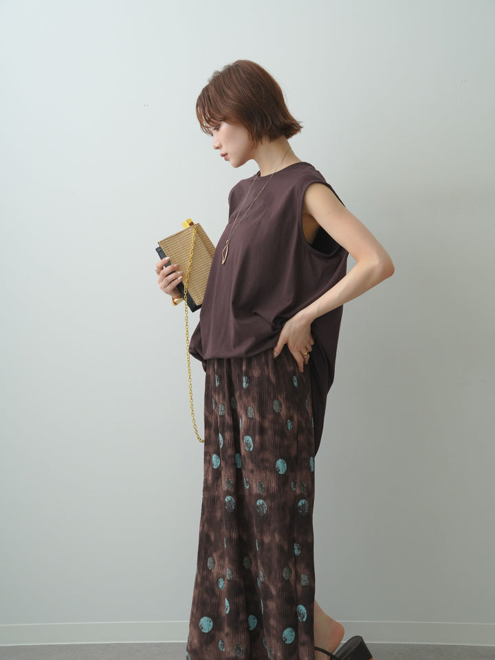 [予約]オーバーサイズノースリカットソー/brown