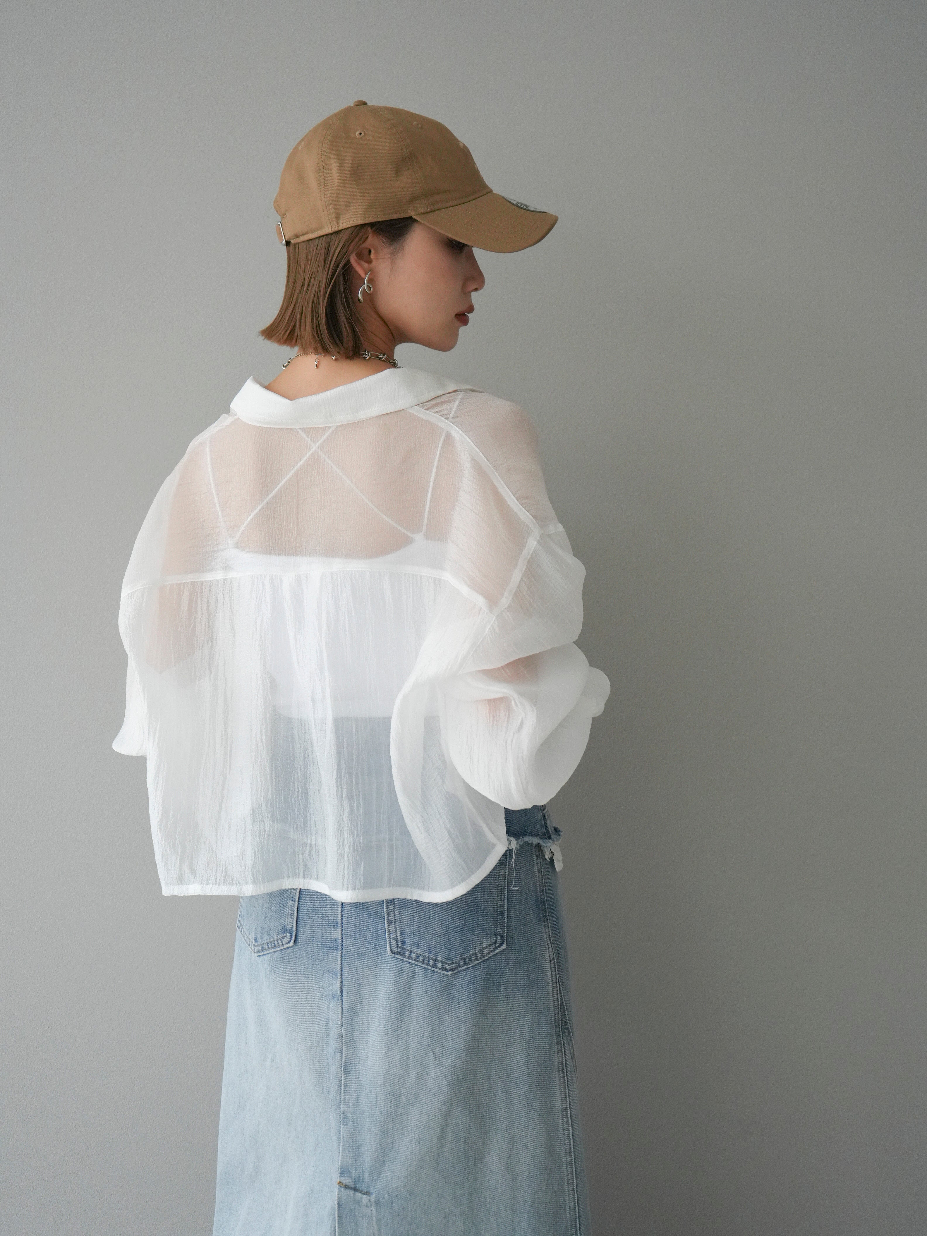 予約]ラメシアーショートシャツ/オフ – Lumier