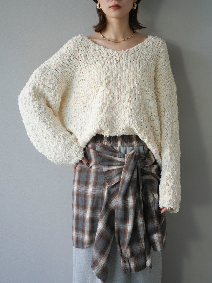 [予約]メランジポコポコニットプルオーバー/ivory