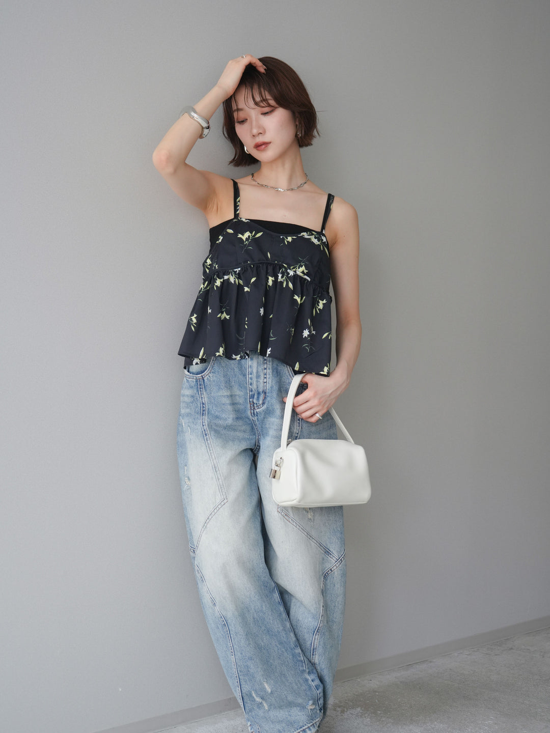 [SET]フラワープリントキャミソール+フラワープリントキャミソール(2set)