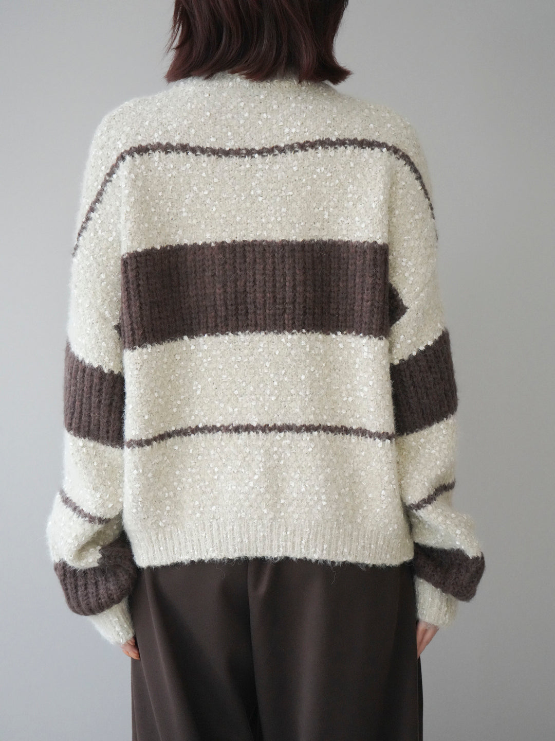 [予約]ネップヤーンボーダーニットプルオーバー/beige