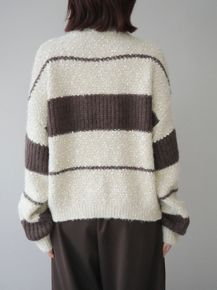 [予約]ネップヤーンボーダーニットプルオーバー/beige