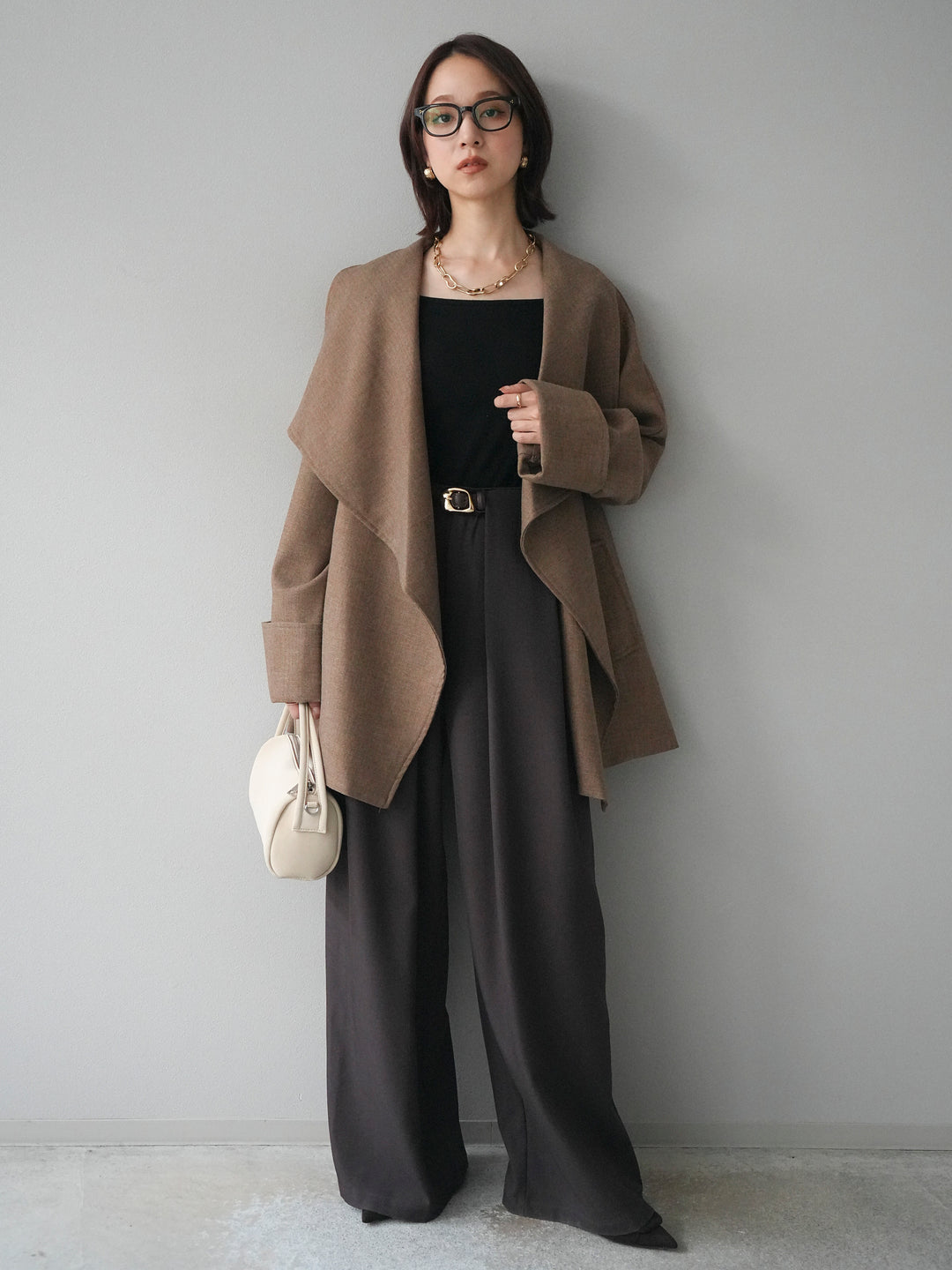 [予約]ビックカラーショートガウンコート/beige