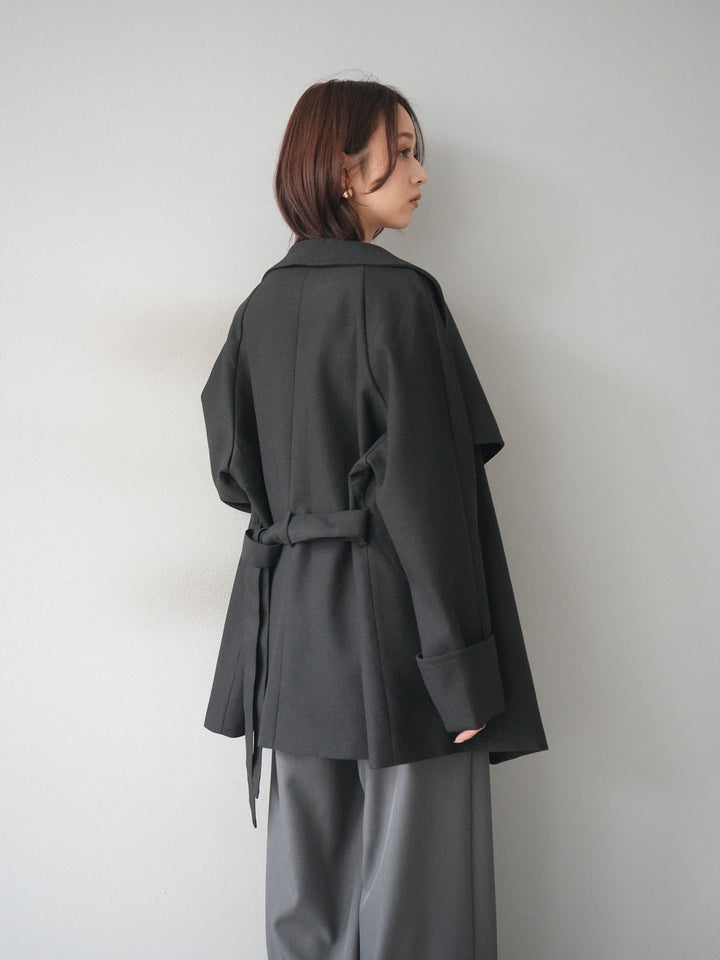 [予約]ビックカラーショートガウンコート/black