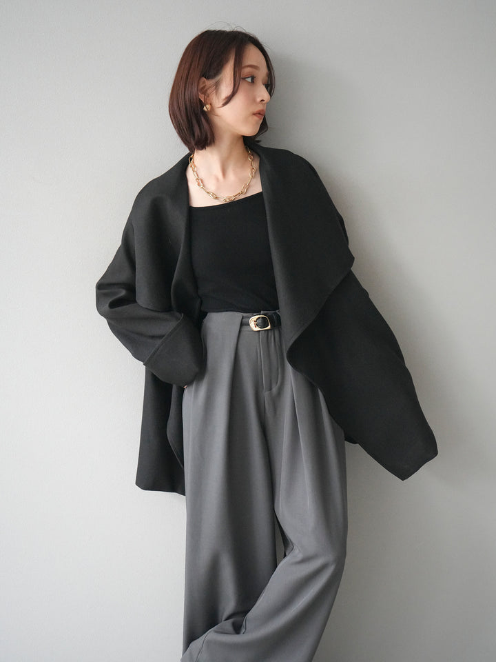 [予約]ビックカラーショートガウンコート/black