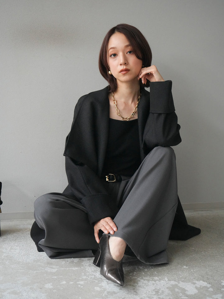 [予約]ビックカラーショートガウンコート/black