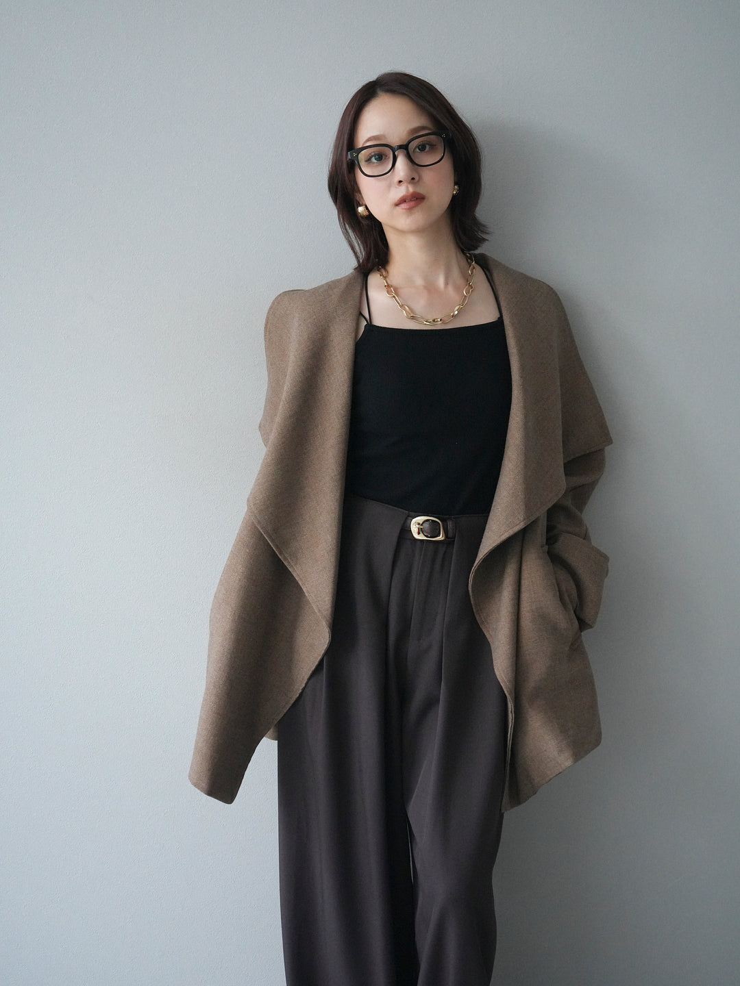 [SET]ビックカラーショートガウンコート+選べるアクセセット(2set)