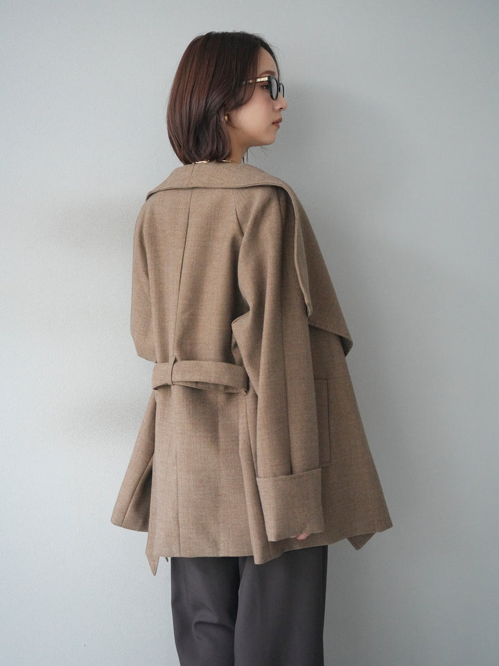 [予約]ビックカラーショートガウンコート/beige