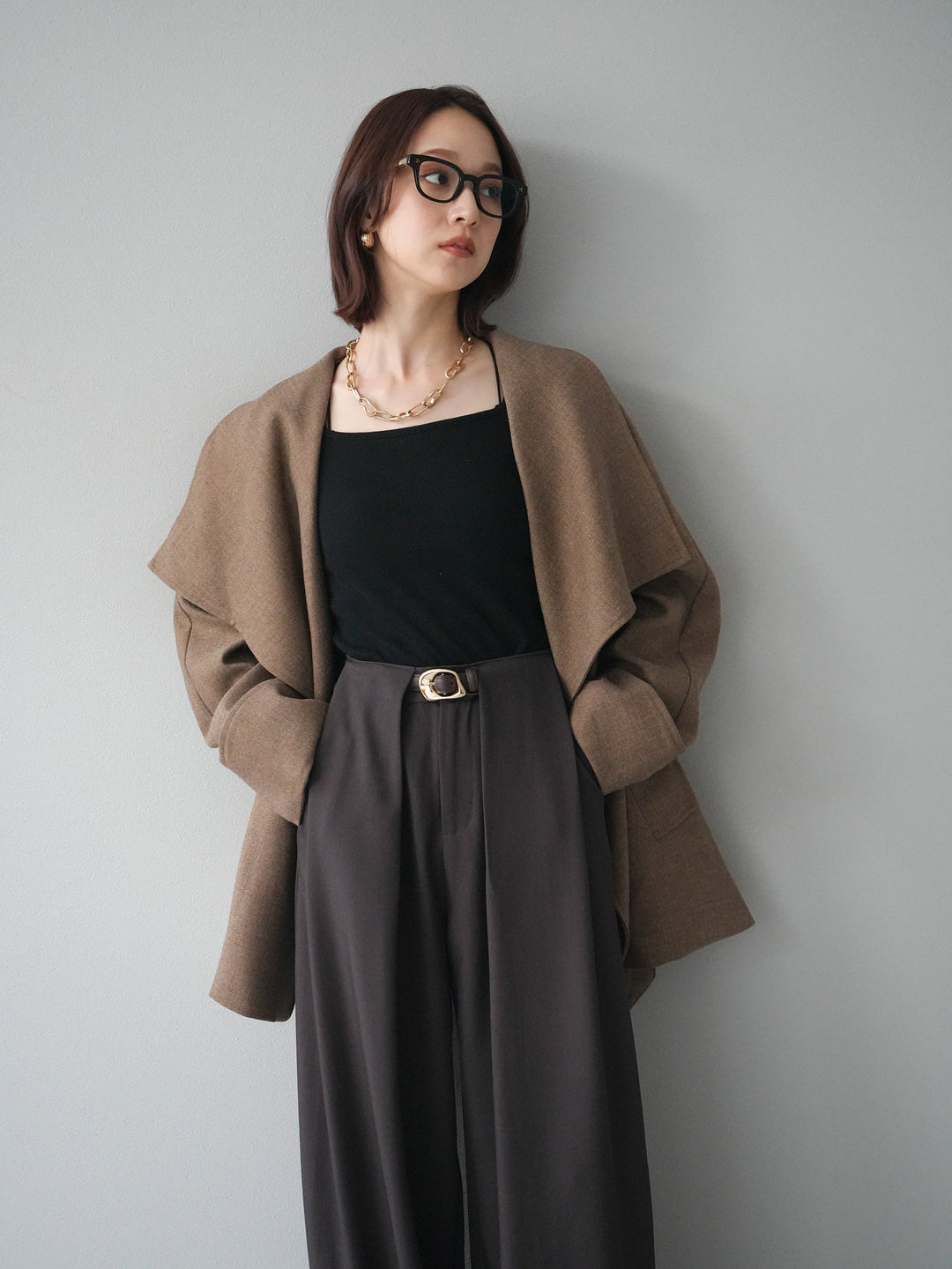 [予約]ビックカラーショートガウンコート/beige