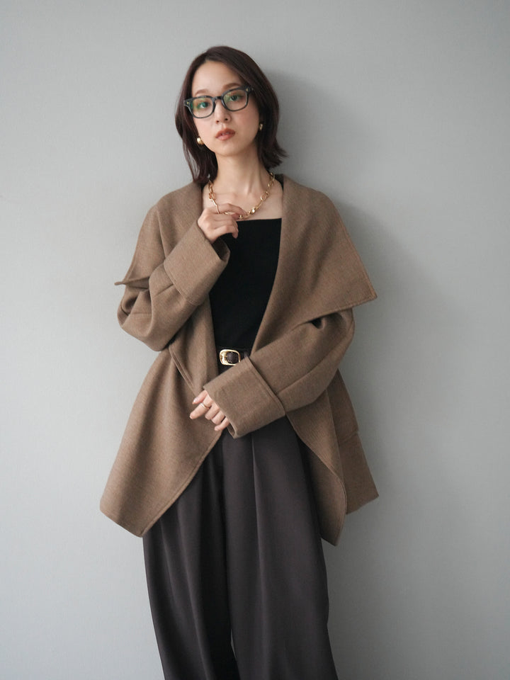 [予約]ビックカラーショートガウンコート/beige